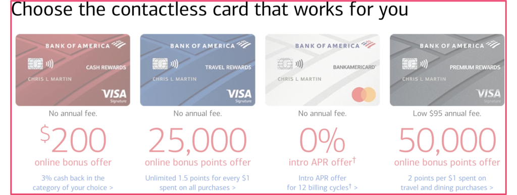 Bank of America credit cards
